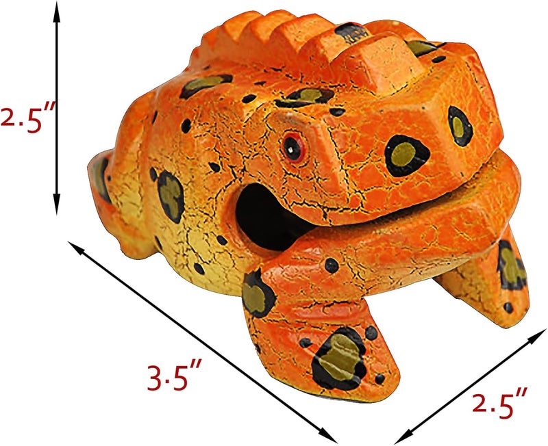 GOGHOST 3.5" Wooden Frog Guiro Rasp Instrument - Percussion Musical Tone Block Craft (Painted Orange) - Image 4